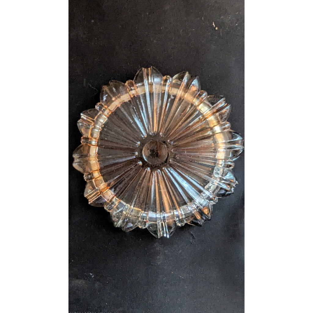 Vintage Ashtray Lot of 4 - Mid-Century Modern Ceramic Floral, Amber Sunburst & Clear Glass Cut Crystal Tobacciana Catchall Dishes