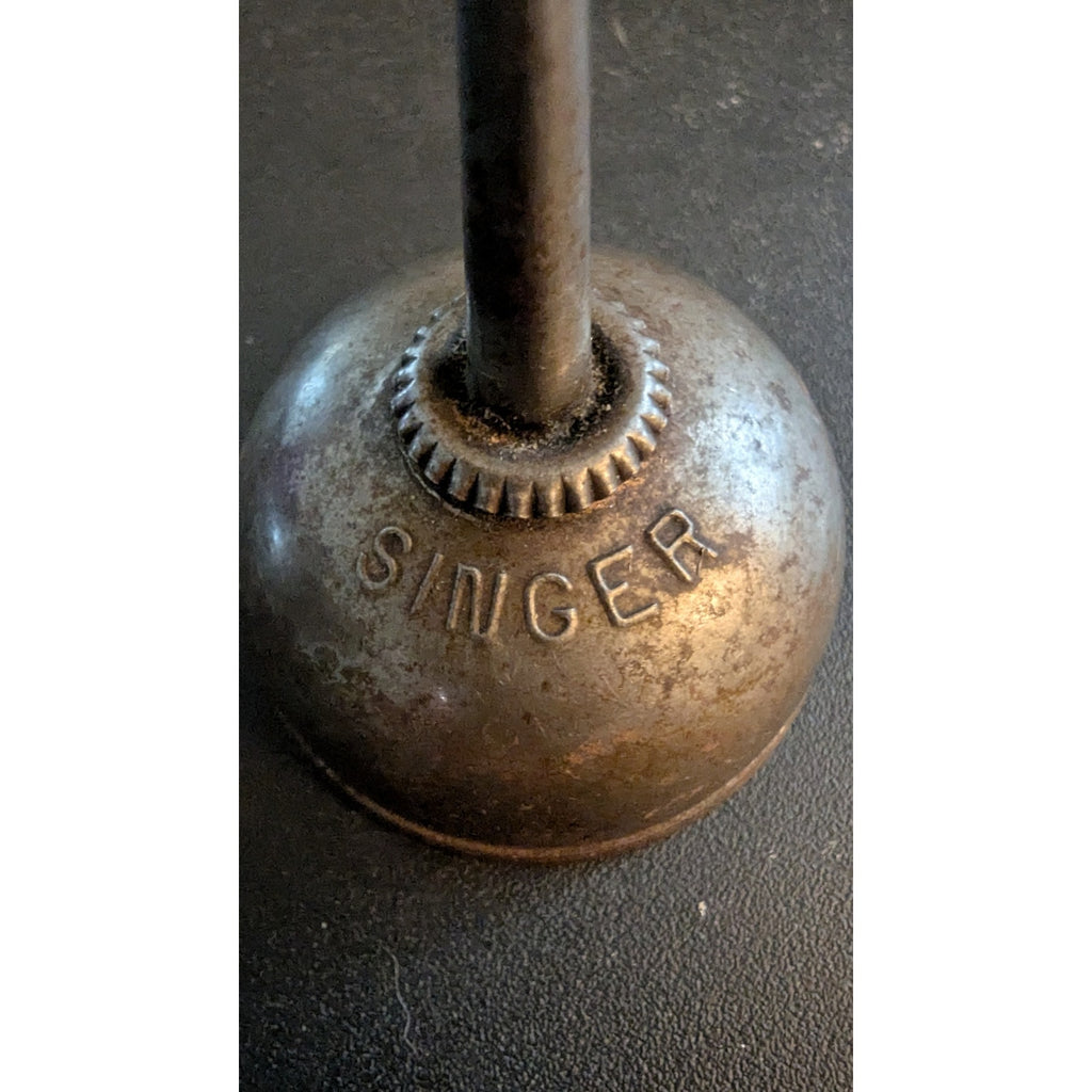 Vintage Singer Sewing Machine Thumb Pump Oil Can Oiler Embossed Steel