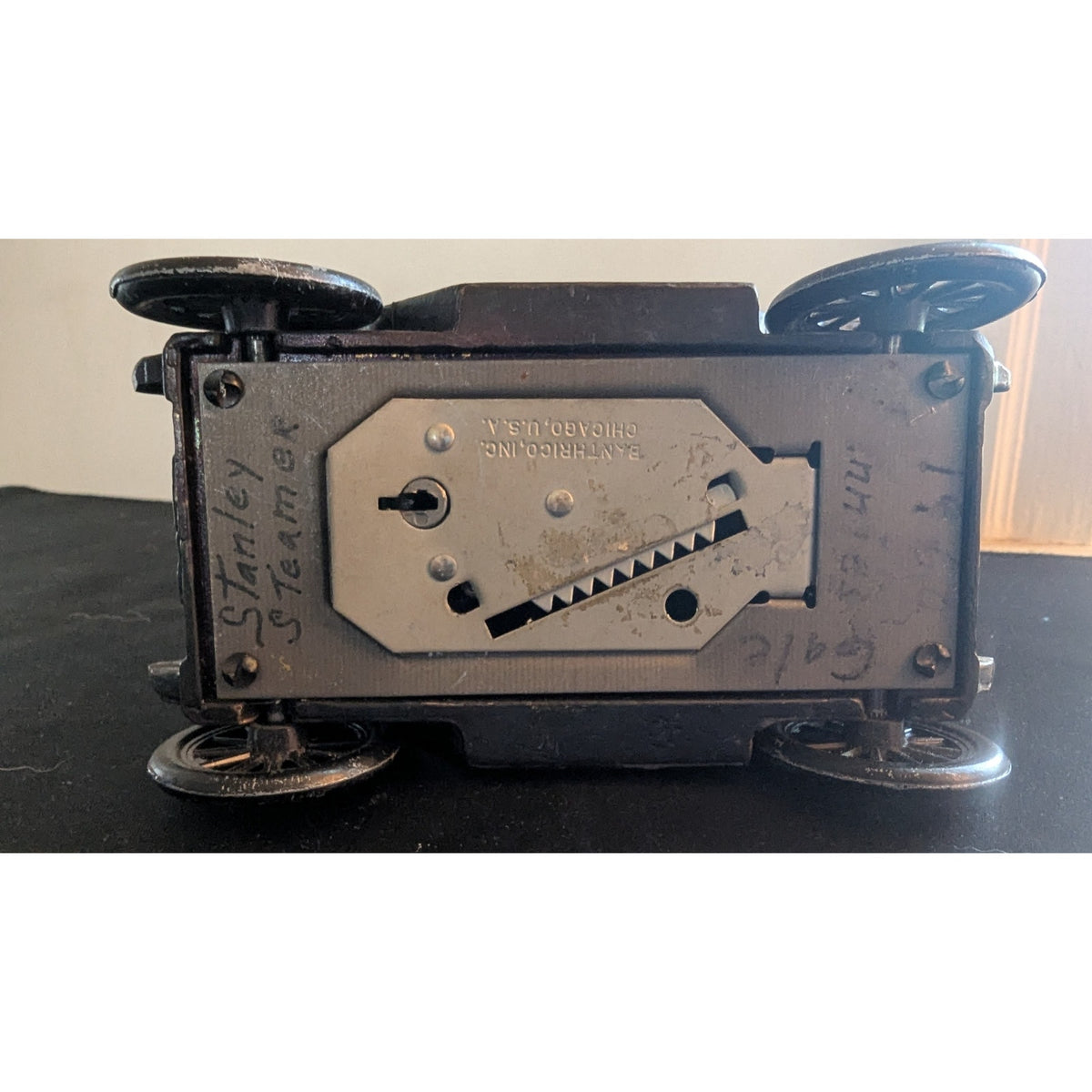 Vintage Banthrico 1910 Stanley Steamer Metal Car Coin Bank First West Side Bank Omaha NE