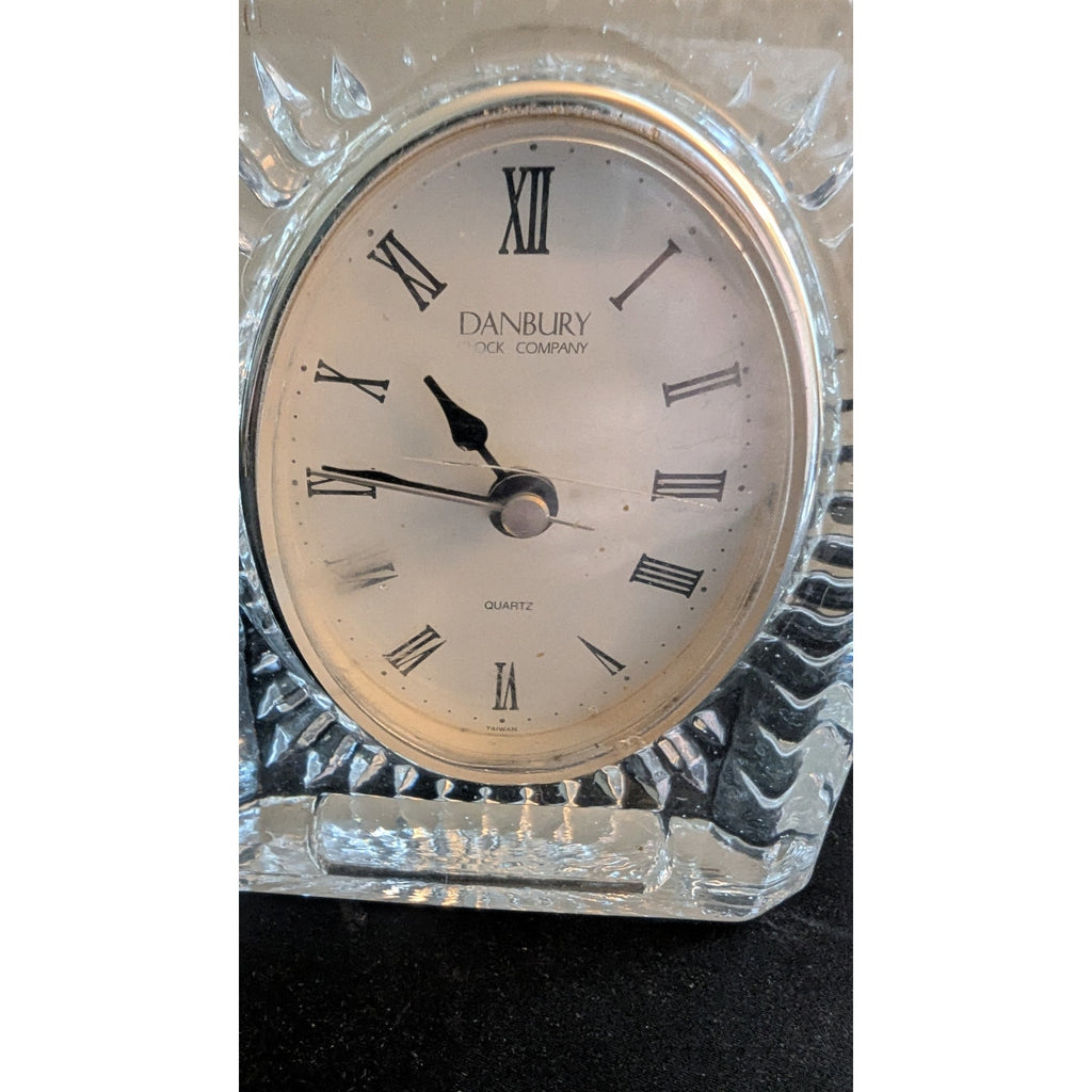 Vintage Danbury Clock Co. Lead Crystal Desk Clock – Starburst Facets, Quartz