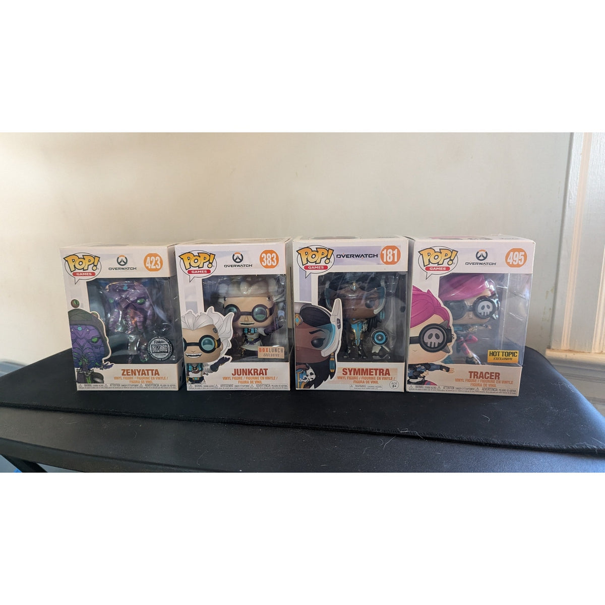 Overwatch Funko Pop Lot of 4 - Zenyatta 423, Junkrat 383, Tracer 495, Symmetra 181