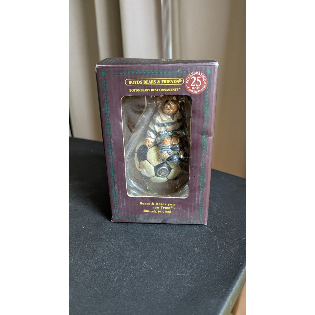 Boyds Bears "Striker" Soccer Bear Christmas Ornament #257062 Vintage 2004