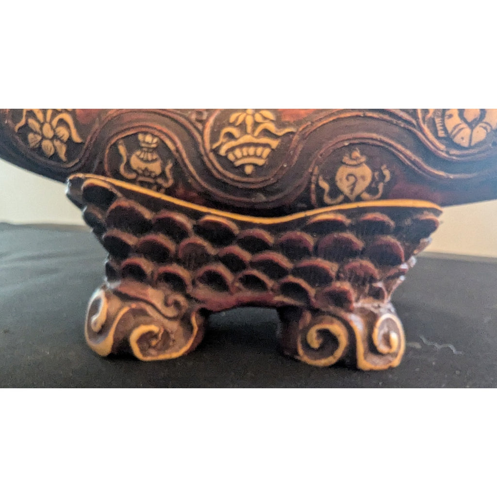 Tibetan Style Carved Resin Faux Horn Ganesha Statue Buddhist Altar Decor