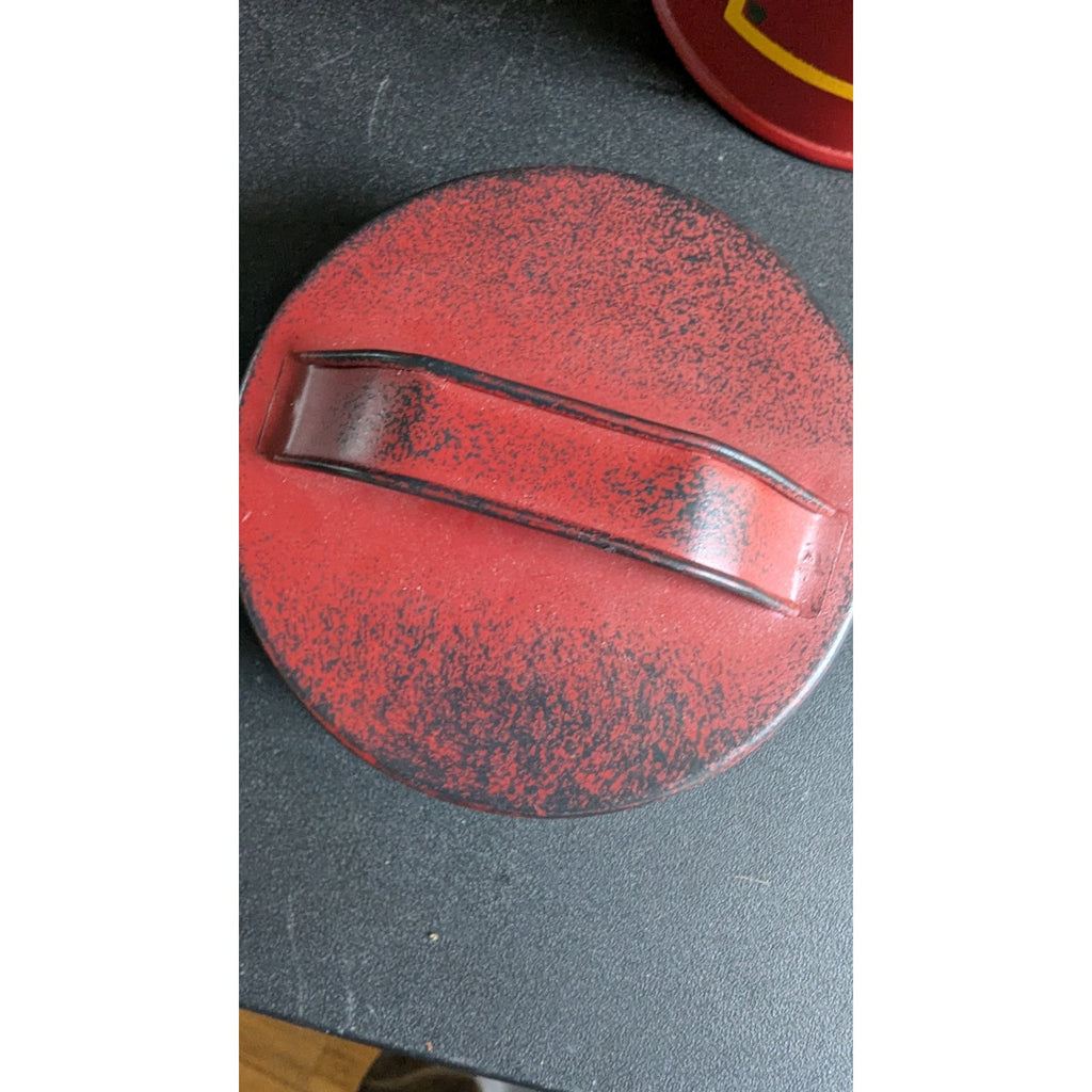 Vintage-Style Red "Santa Claus Cookie Co." Metal Christmas Tin with Lid Handle