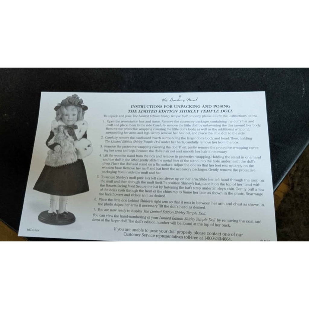 Danbury Mint Limited-Edition Shirley Temple "The Little Princess" Porcelain Doll with COA