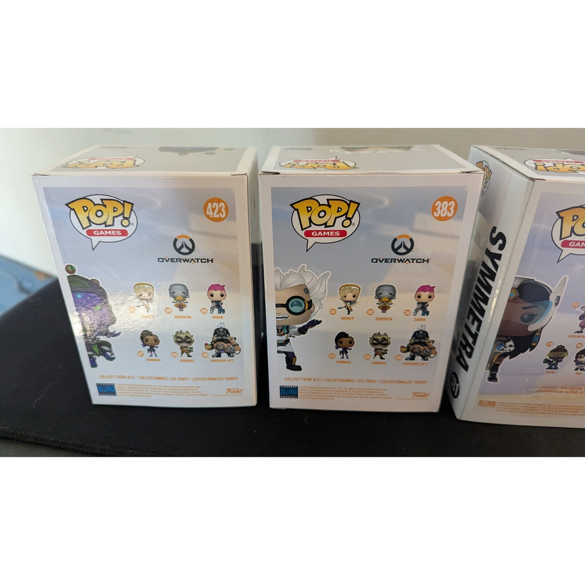 Overwatch Funko Pop Lot of 4 - Zenyatta 423, Junkrat 383, Tracer 495, Symmetra 181