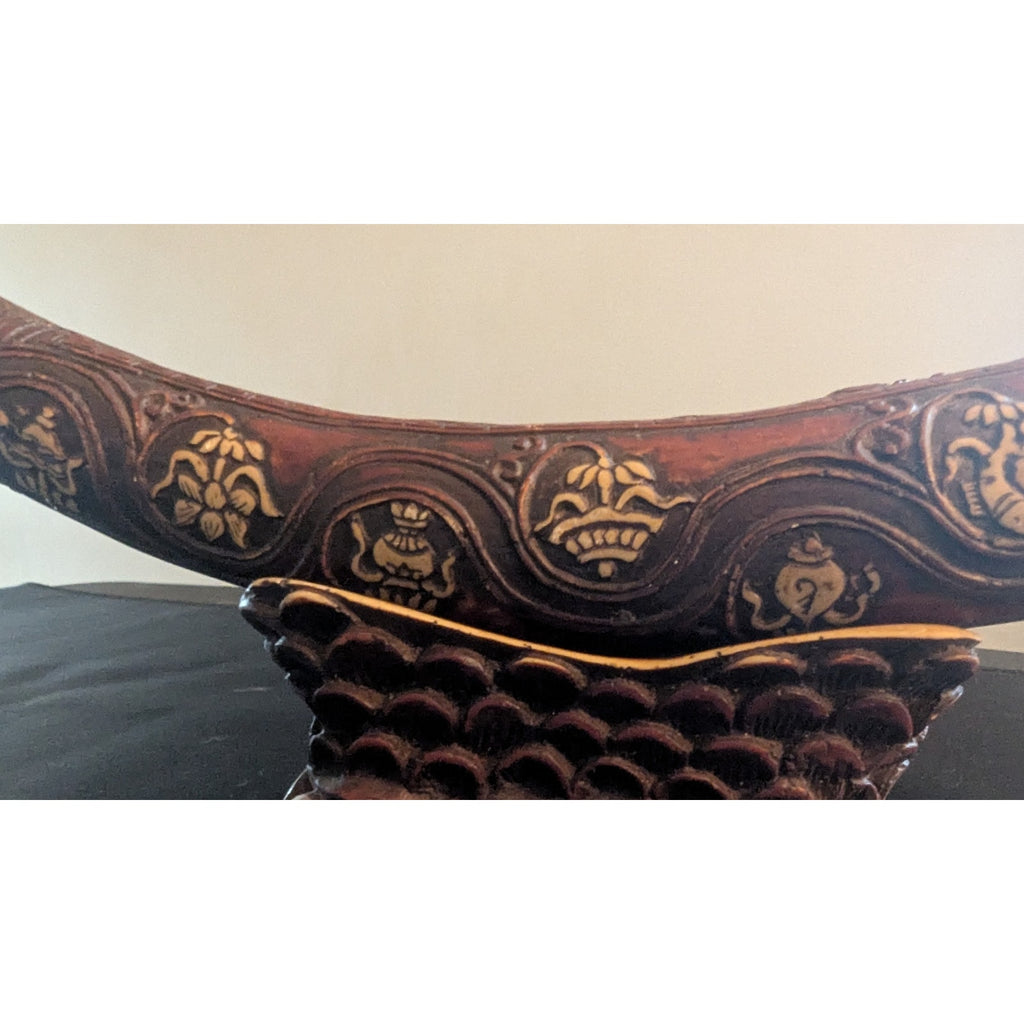 Tibetan Style Carved Resin Faux Horn Ganesha Statue Buddhist Altar Decor