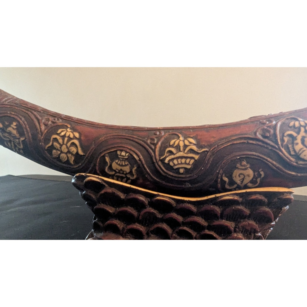 Tibetan Style Carved Resin Faux Horn Ganesha Statue Buddhist Altar Decor