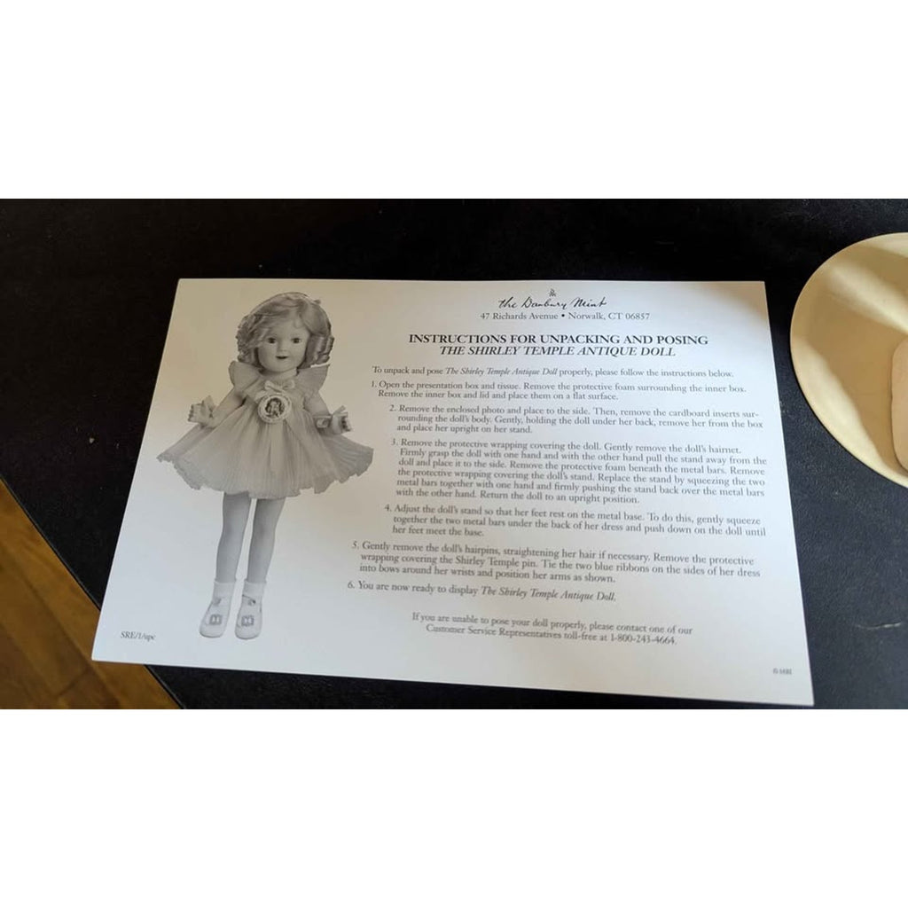 Danbury Mint 14" Shirley Temple Antique Porcelain Doll with COA & Papers
