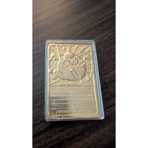 1999 Burger King Pokémon Promotion Jigglypuff card.The card is 23K gold-plated and features a relief