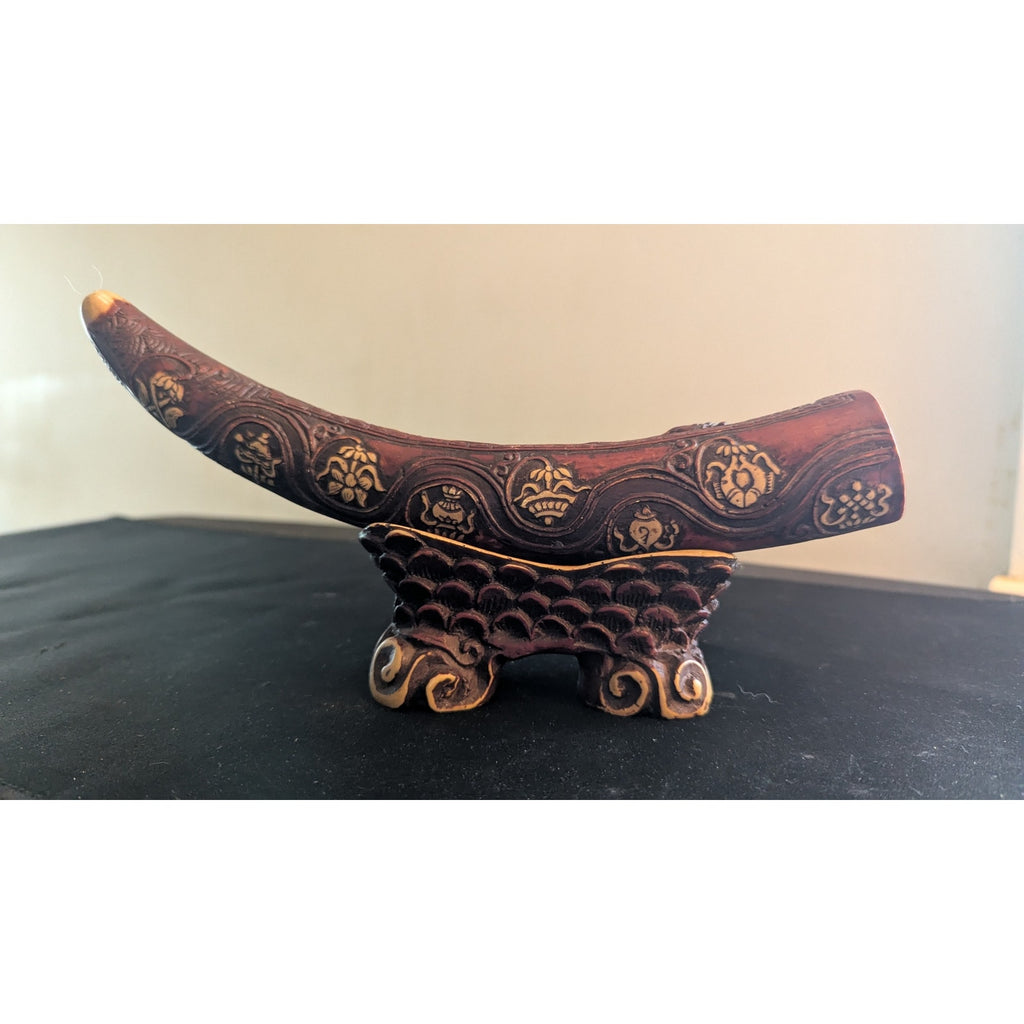 Tibetan Style Carved Resin Faux Horn Ganesha Statue Buddhist Altar Decor
