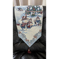 Vintage Christmas Tapestry Table Runner 6 Ft Holiday Snowman Penguin Beaded Tassel