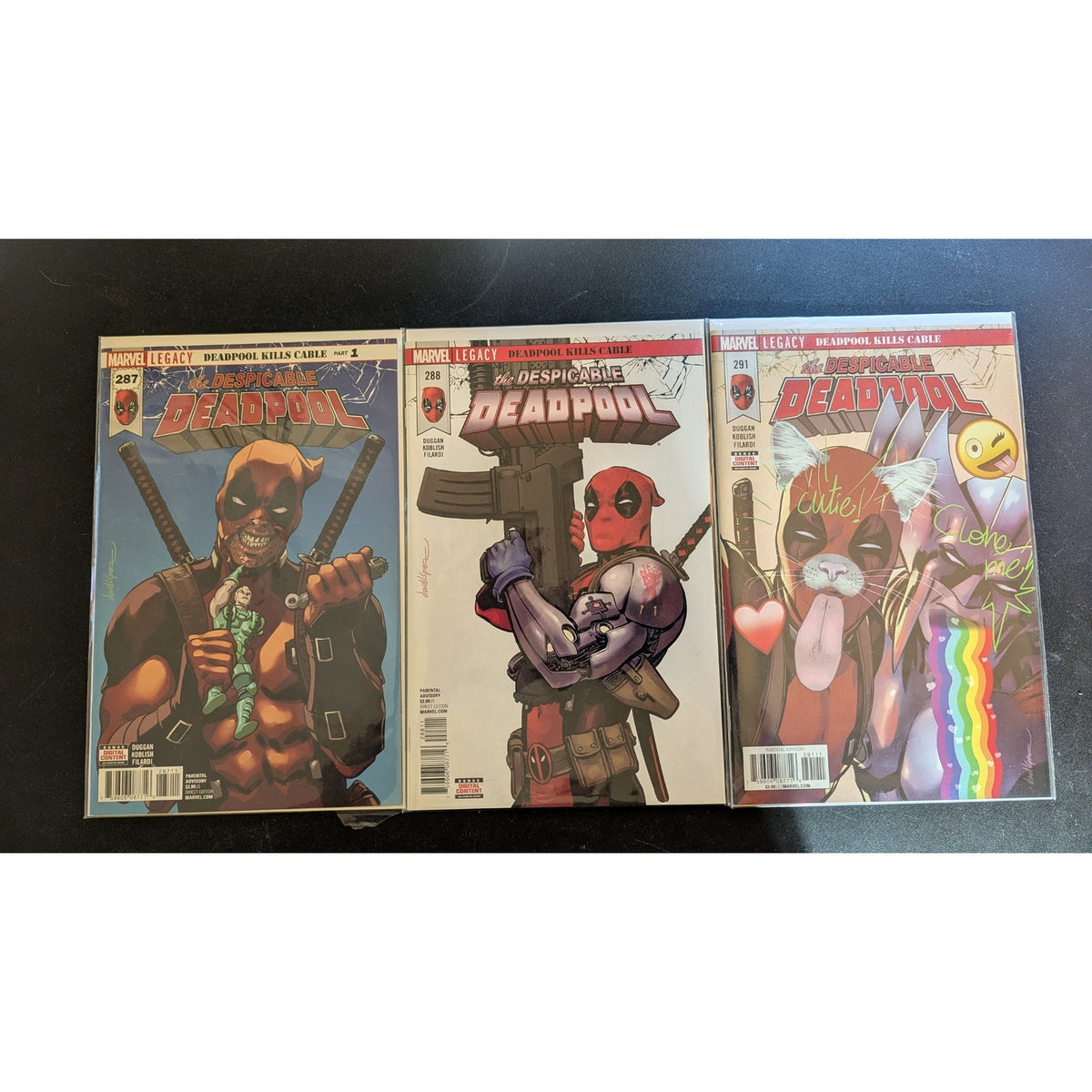 Despicable Deadpool #287 #288 #291 Comic Lot (Marvel Legacy Kills Cable)