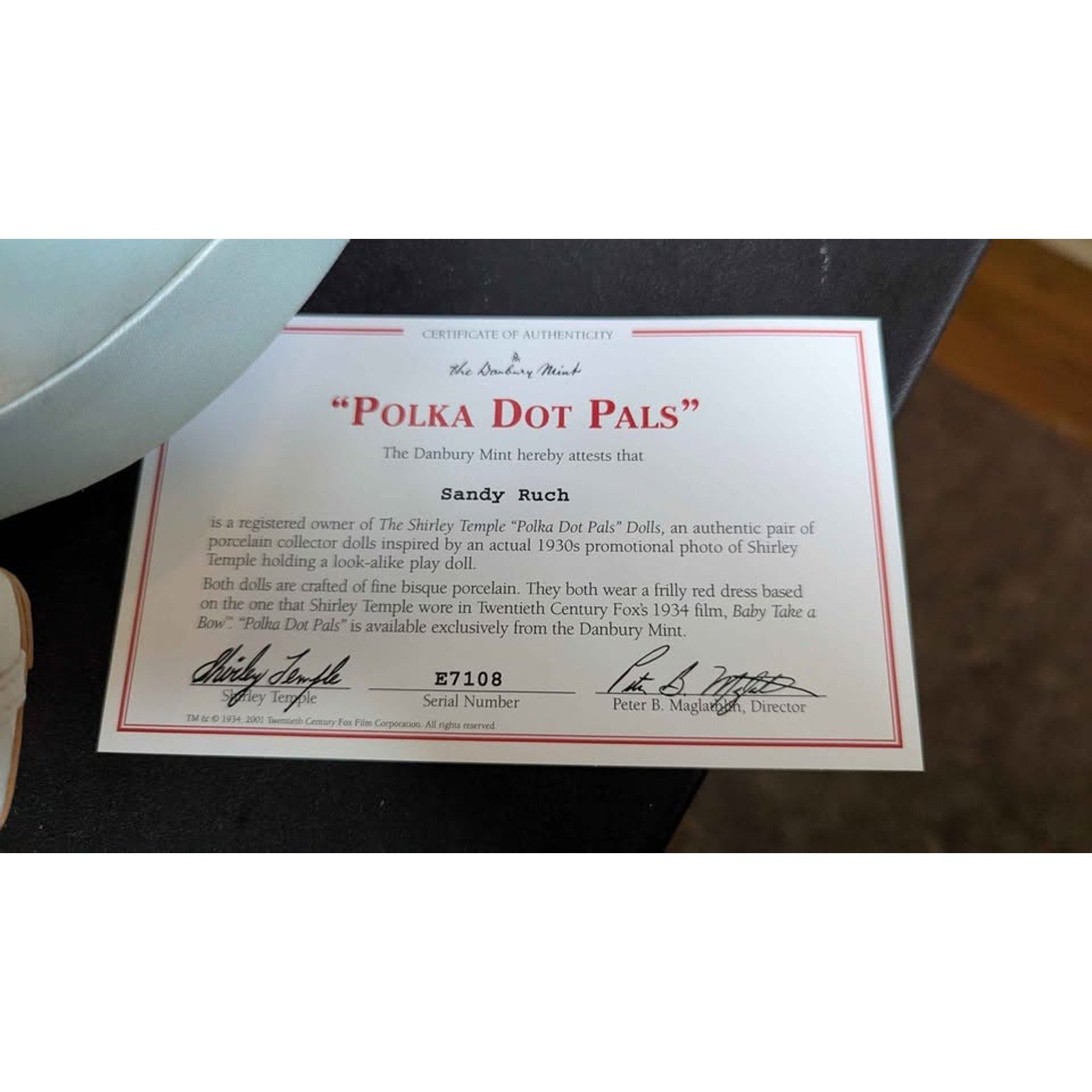 Vintage Danbury Mint Shirley Temple "Polka Dot Pals" Porcelain Doll Set with COA