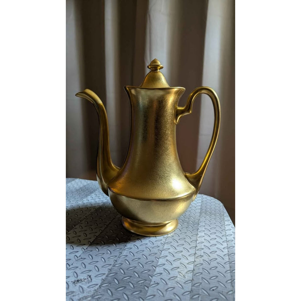 Vintage Pickard China 24k Gold Coffee Pot with Lid - Rose and Daisy #682