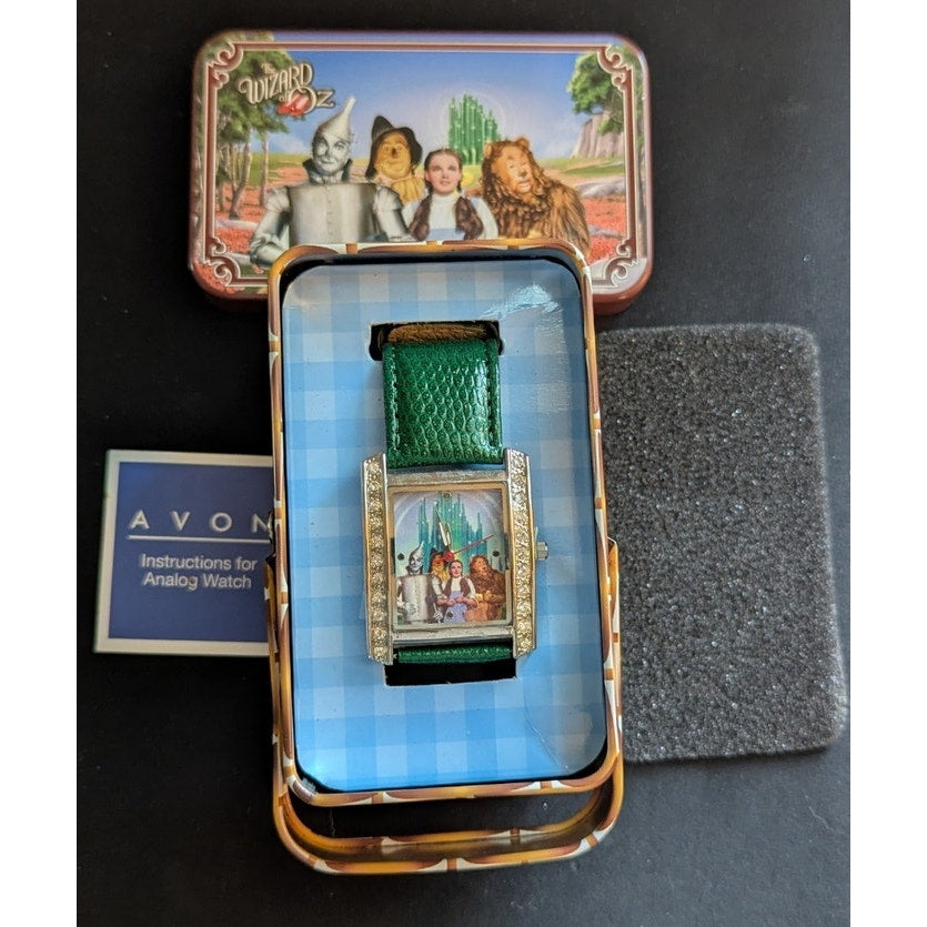 Avon The Wizard of Oz Emerald City Collectible Watch with Gingham Tin & Manual