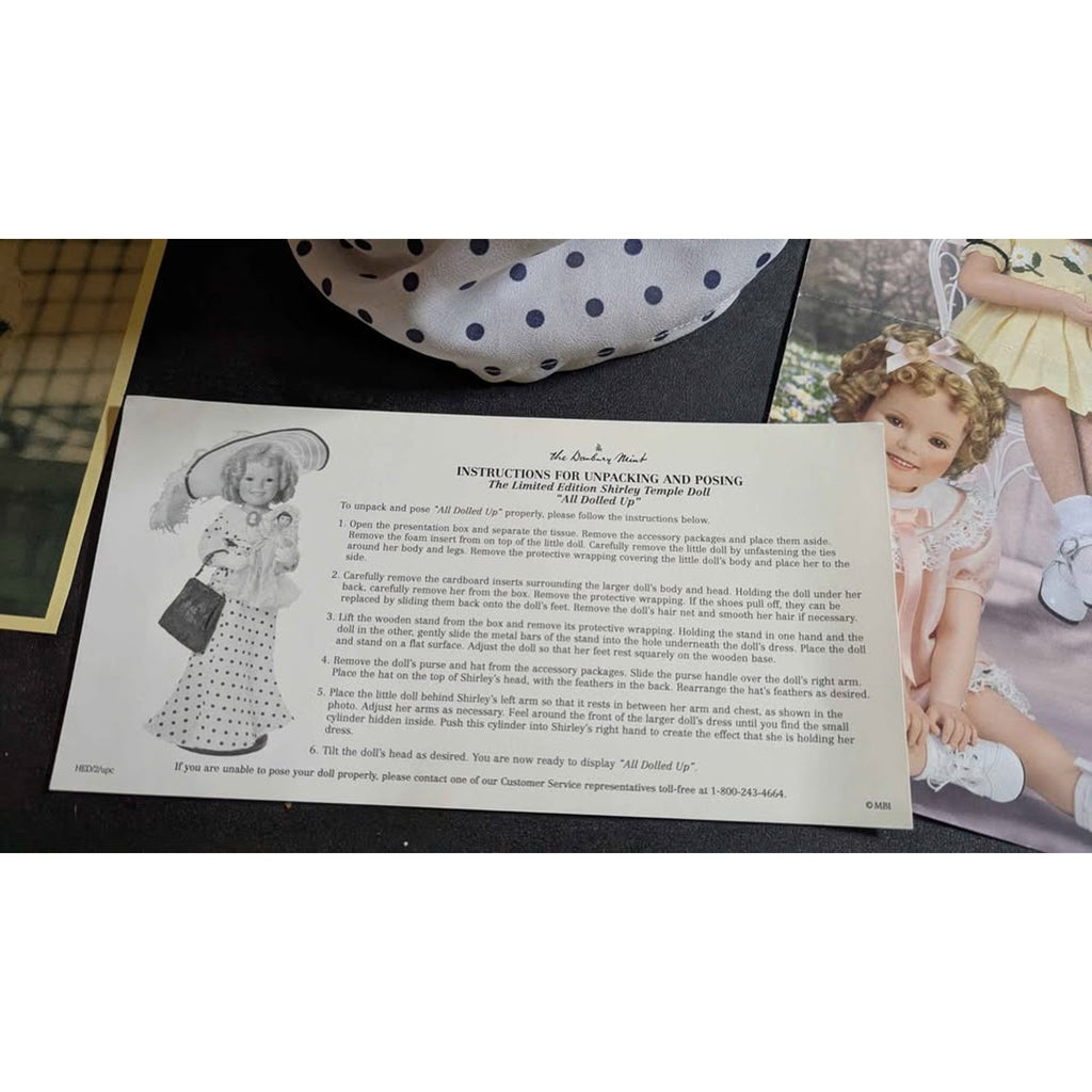 Vintage Danbury Mint Shirley Temple Porcelain Doll & Photo Lot