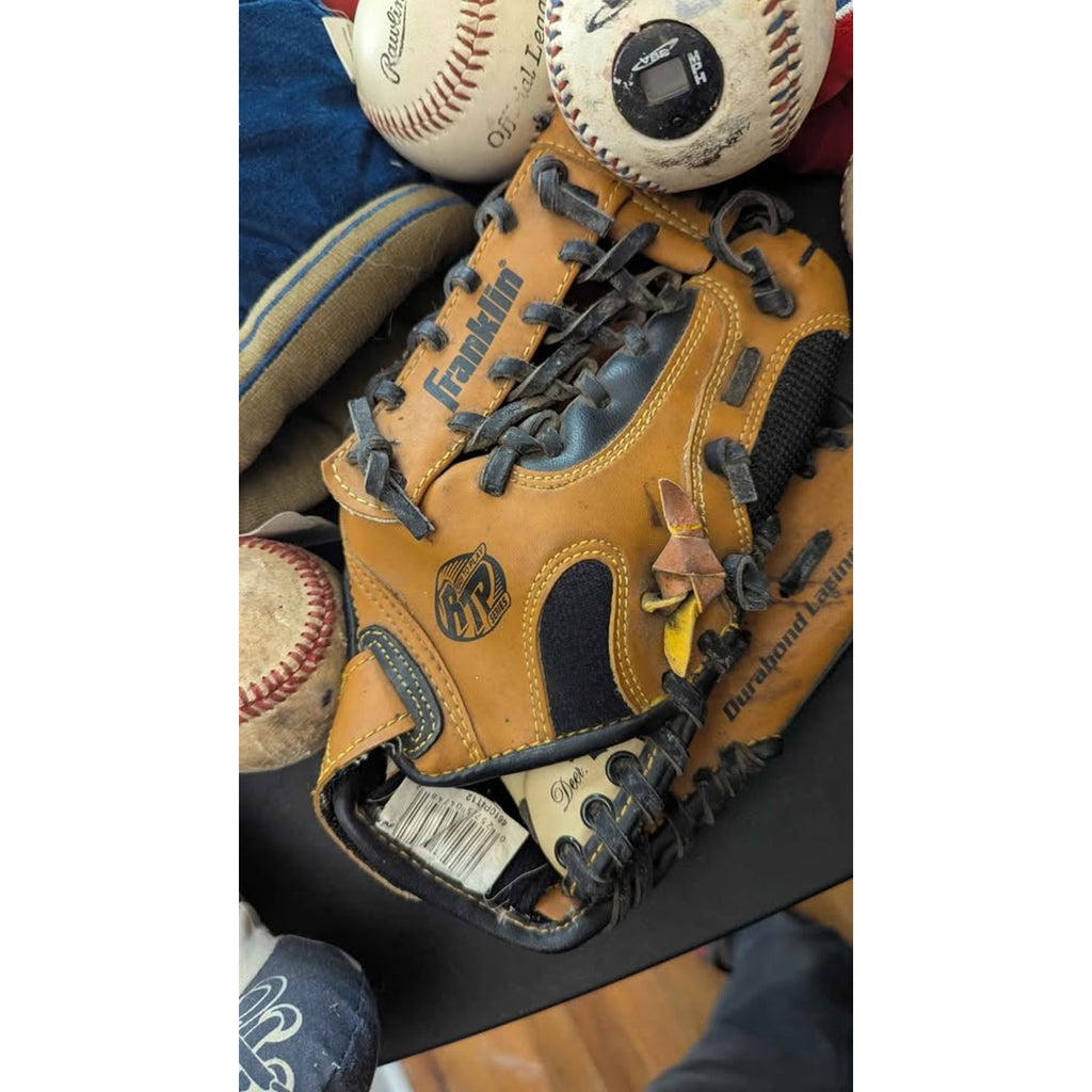 Vintage Sports Fan Lot - Cardinals & Rams Plush Gloves + Franklin Baseball Glove