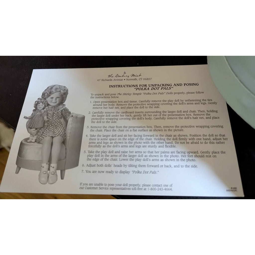 Vintage Danbury Mint Shirley Temple "Polka Dot Pals" Porcelain Doll Set with COA