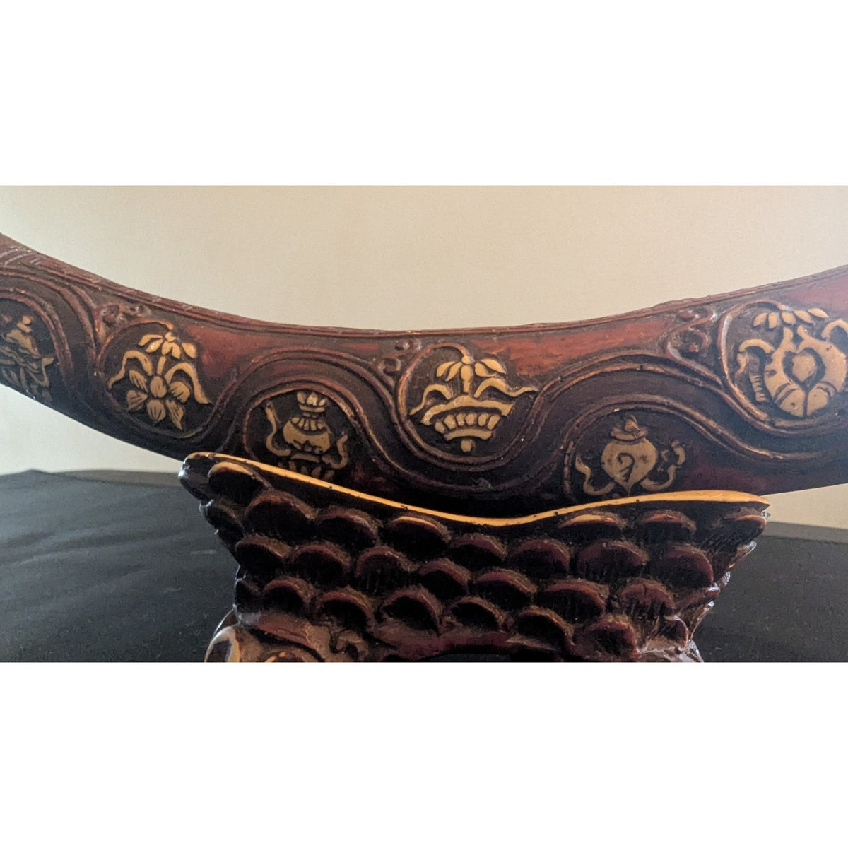 Tibetan Style Carved Resin Faux Horn Ganesha Statue Buddhist Altar Decor
