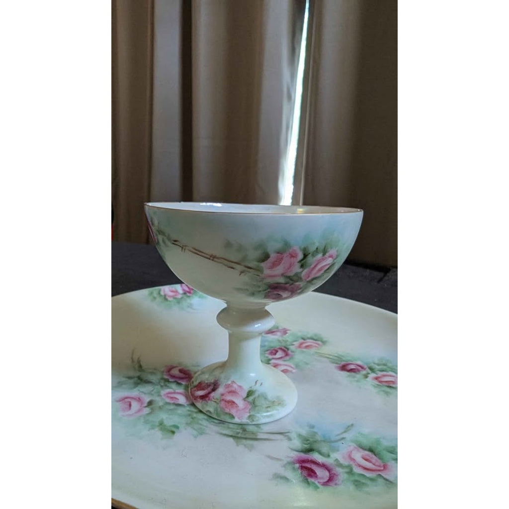 Antique 1921 Rosenthal Germany Attached Porcelain Egg Cup & Saucer Tray