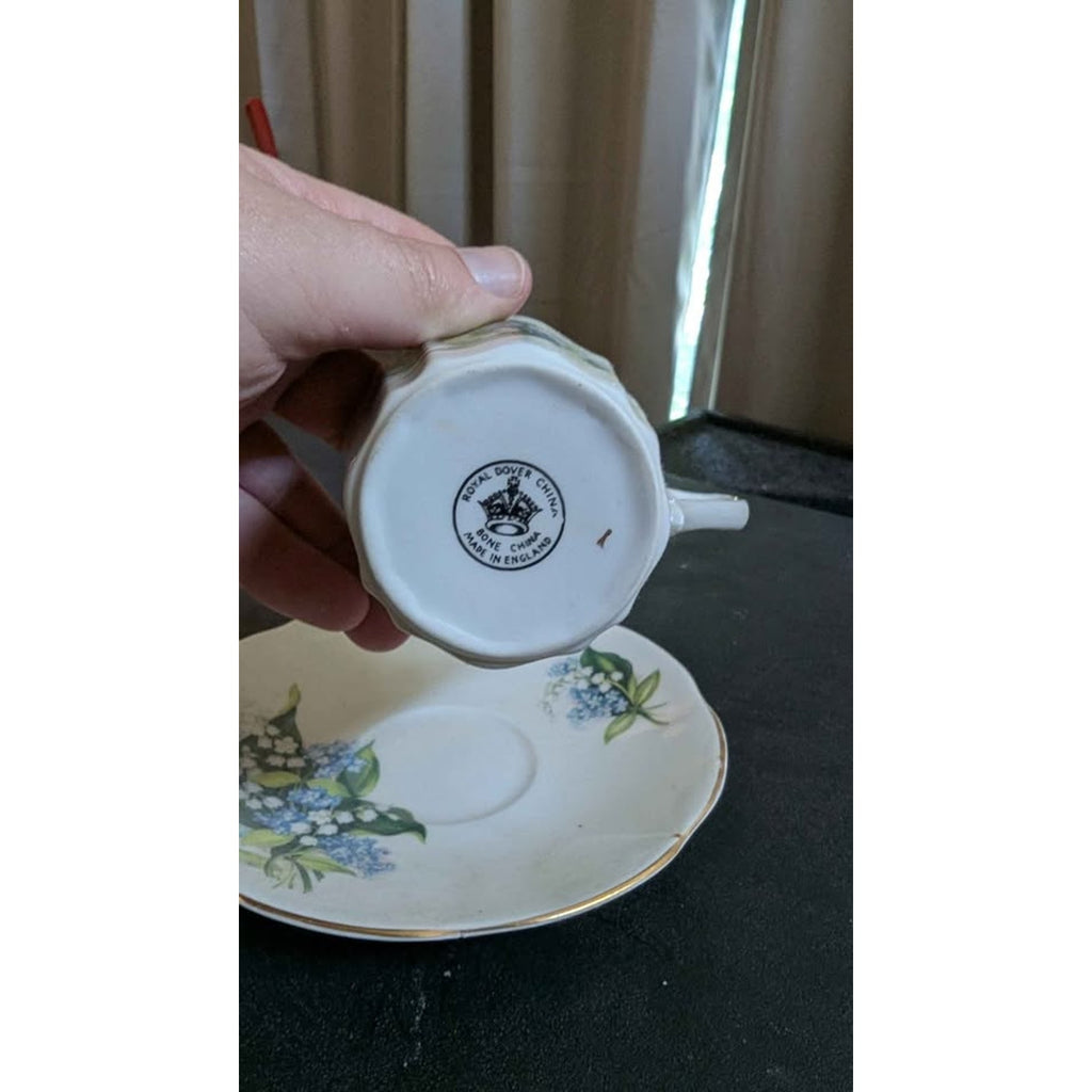 Vintage Royal Dover Bone China Teacup & Saucer - Lily of the Valley