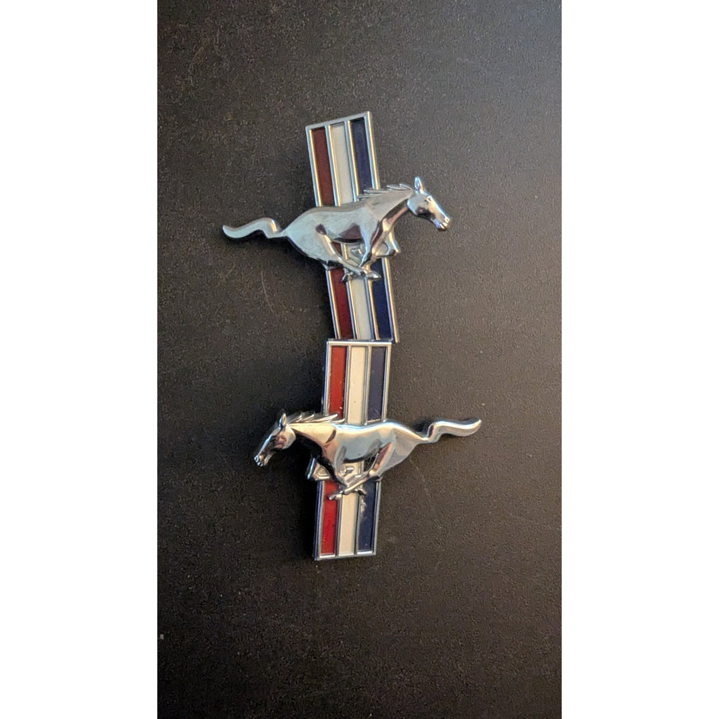 Vintage Ford Mustang Running Pony Tri-Bar Fender Emblems - Set of 2 (LH & RH)