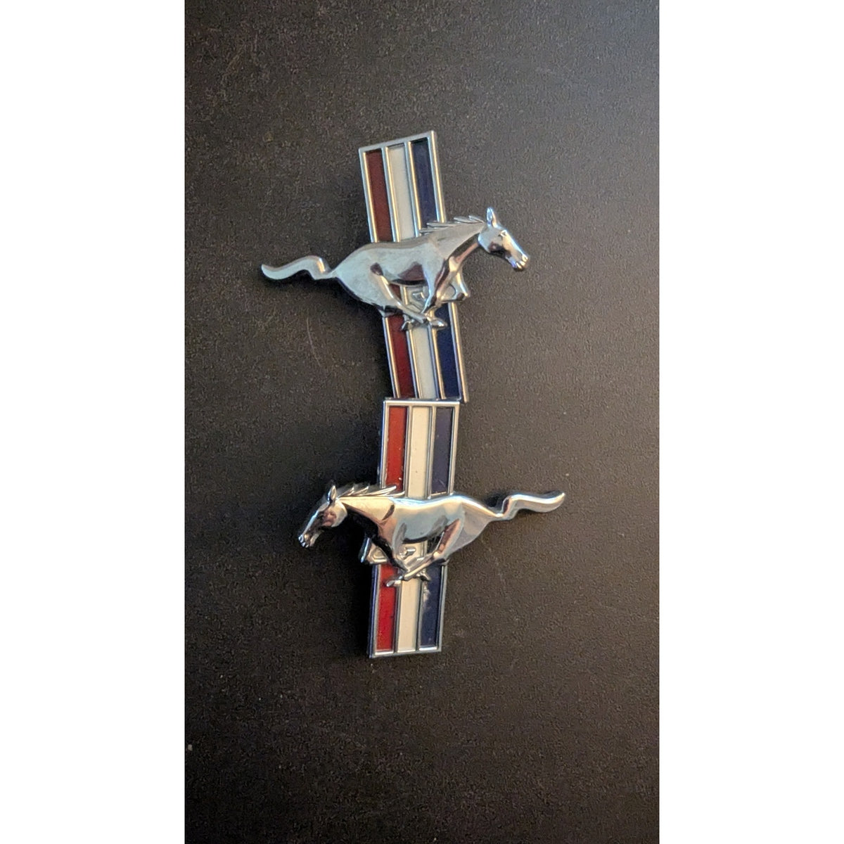 Vintage Ford Mustang Running Pony Tri-Bar Fender Emblems - Set of 2 (LH & RH)