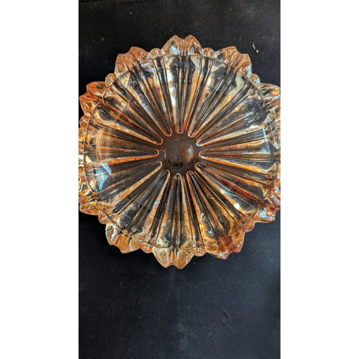 Vintage Ashtray Lot of 4 - Mid-Century Modern Ceramic Floral, Amber Sunburst & Clear Glass Cut Crystal Tobacciana Catchall Dishes