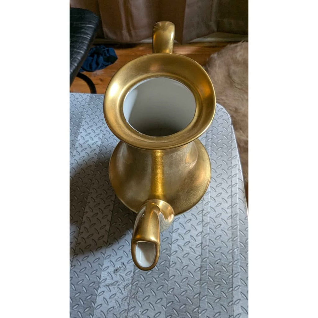 Vintage Pickard China 24k Gold Coffee Pot with Lid - Rose and Daisy #682