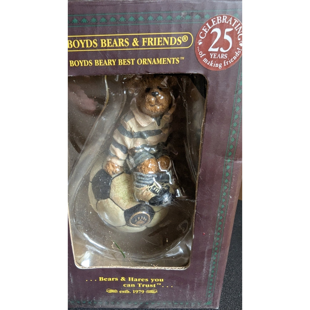 Boyds Bears "Striker" Soccer Bear Christmas Ornament #257062 Vintage 2004