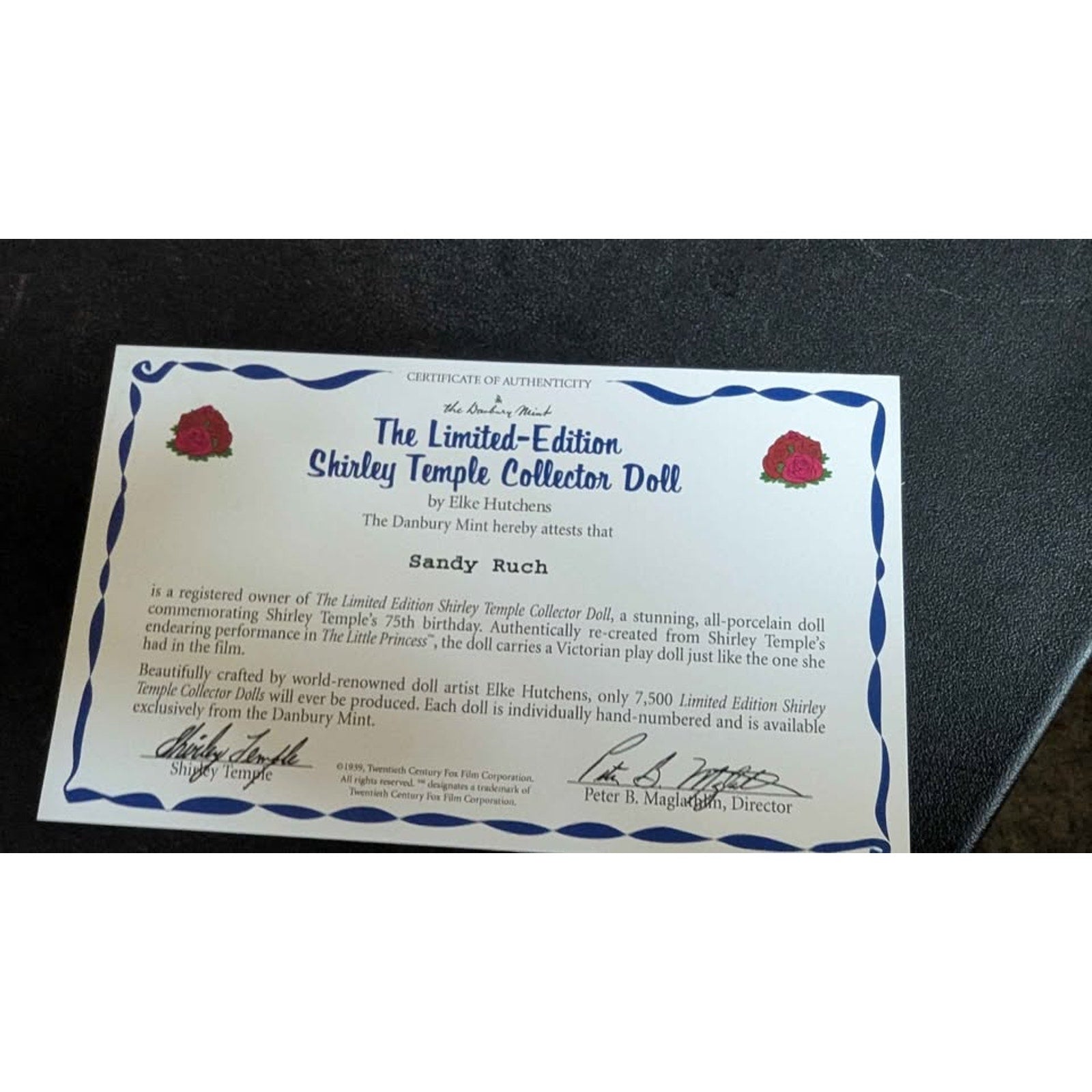 Danbury Mint Limited-Edition Shirley Temple "The Little Princess" Porcelain Doll with COA
