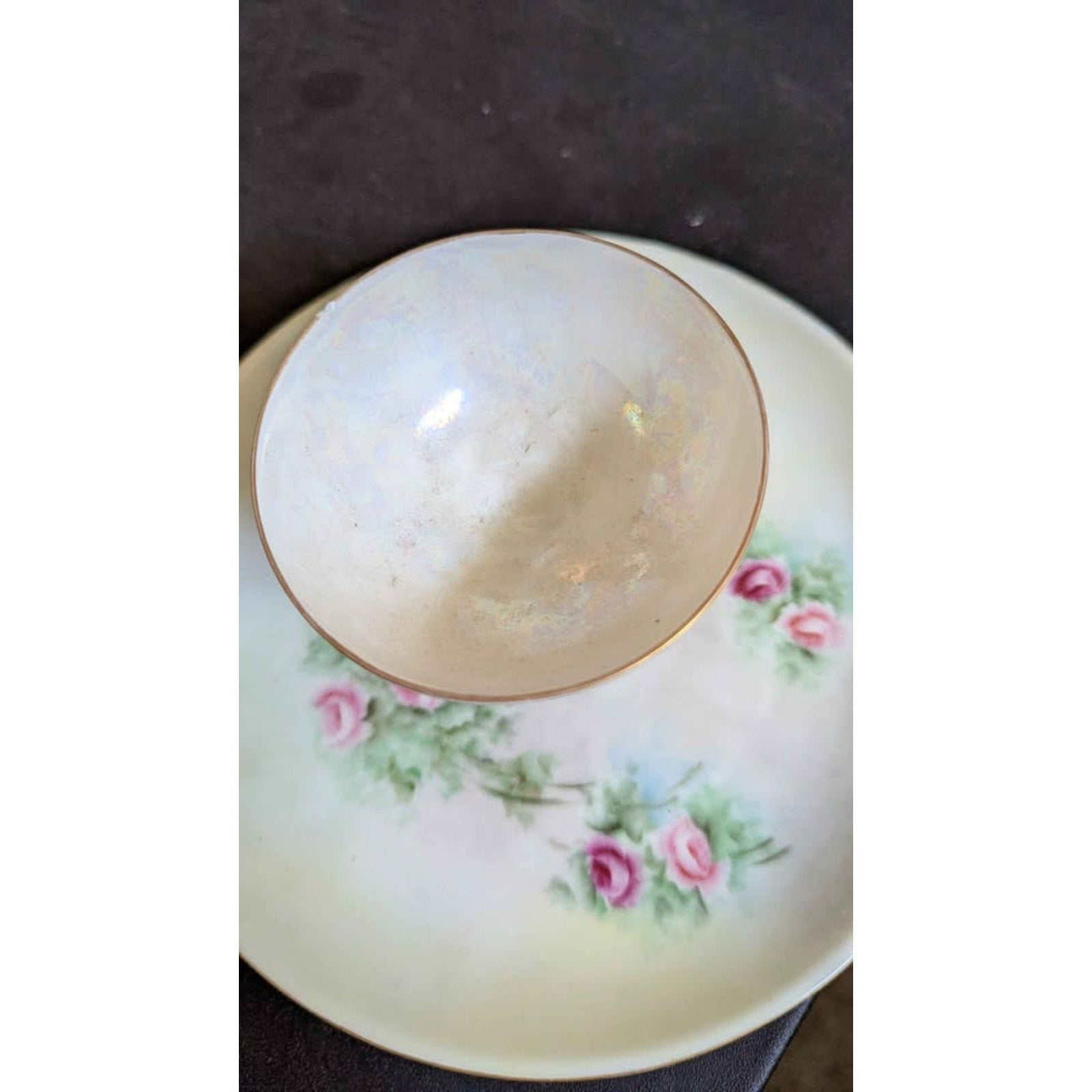 Antique 1921 Rosenthal Germany Attached Porcelain Egg Cup & Saucer Tray