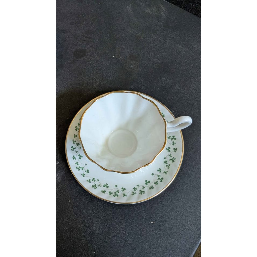 Vintage Royal Tara Shamrock Teacup & Saucer Set - Irish Bone China