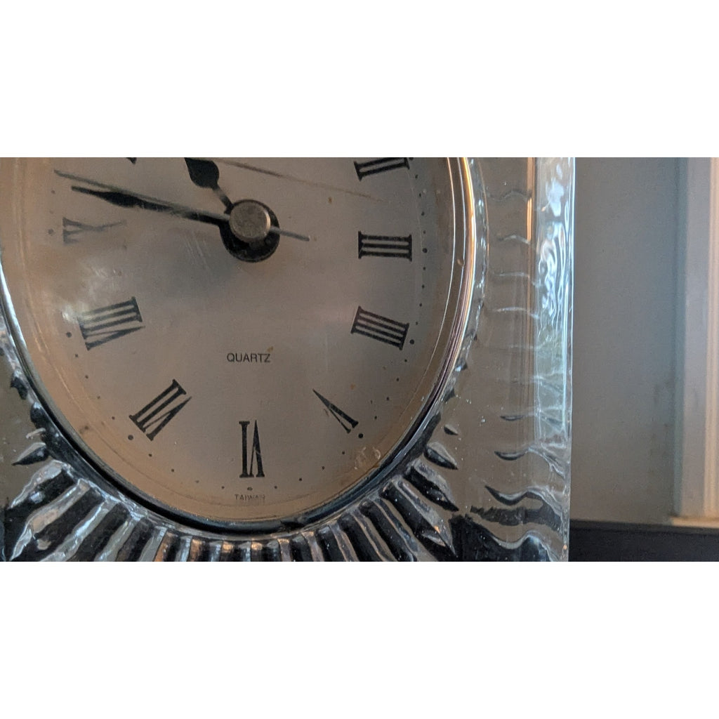 Vintage Danbury Clock Co. Lead Crystal Desk Clock – Starburst Facets, Quartz