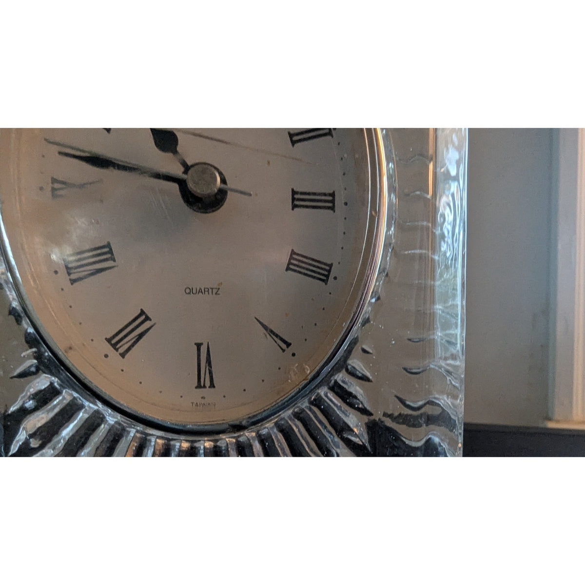 Vintage Danbury Clock Co. Lead Crystal Desk Clock – Starburst Facets, Quartz