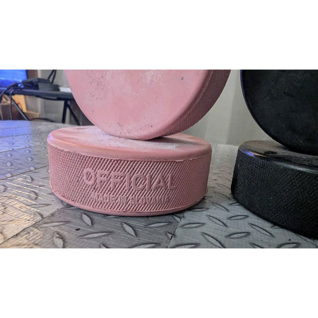 Houston Aeros Hockey Pucks Set (Classic Logo & Rare Pink Charity Puck)